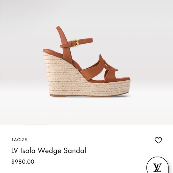Louis Vuitton Isla wedge sandal.  Size 37.5 color COGNAC - Picture 4 of 9